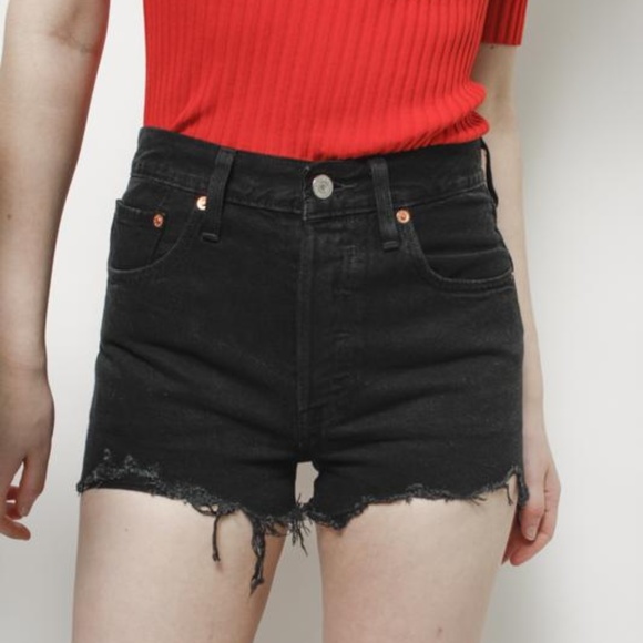 Levi's Pants - Levi's Orange Tab Black High Rise Raw Hem Shorts
